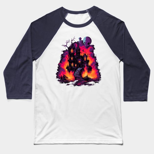 Pixel Art Transylvania Night Baseball T-Shirt by tatadonets
